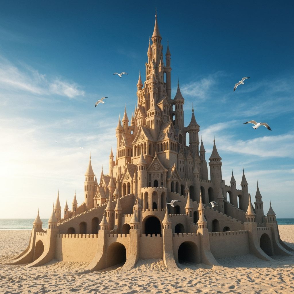 Majestic Sandcastle on a Sun-Kissed Beach
