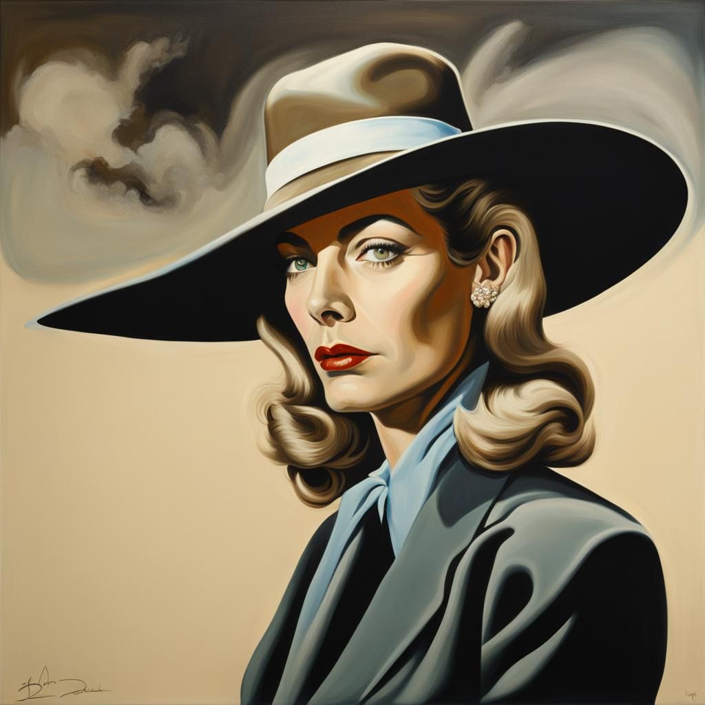 Surreal Lauren Bacall Portrait in Dali Style