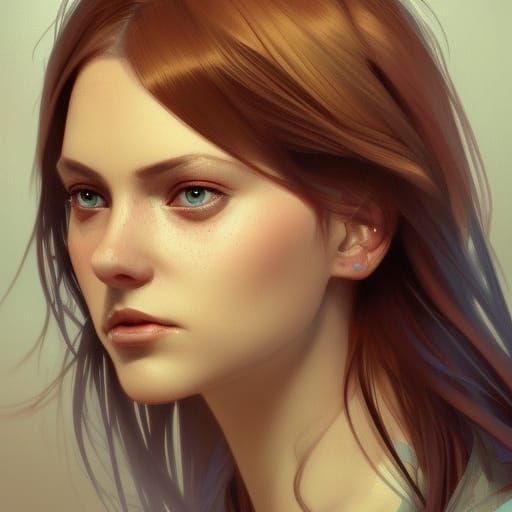 Detailed Portrait of Woman in Art Nouveau Style