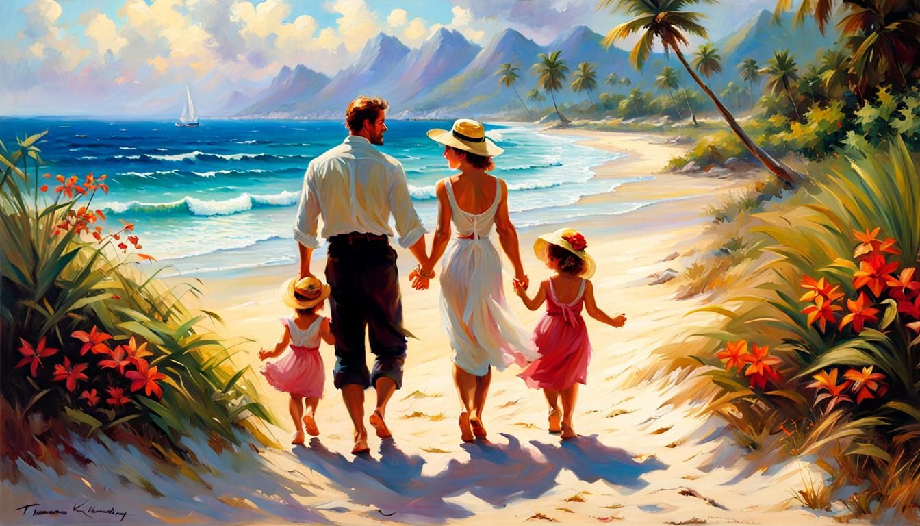 Tropical Beach Walk: Hyperdetailed Art