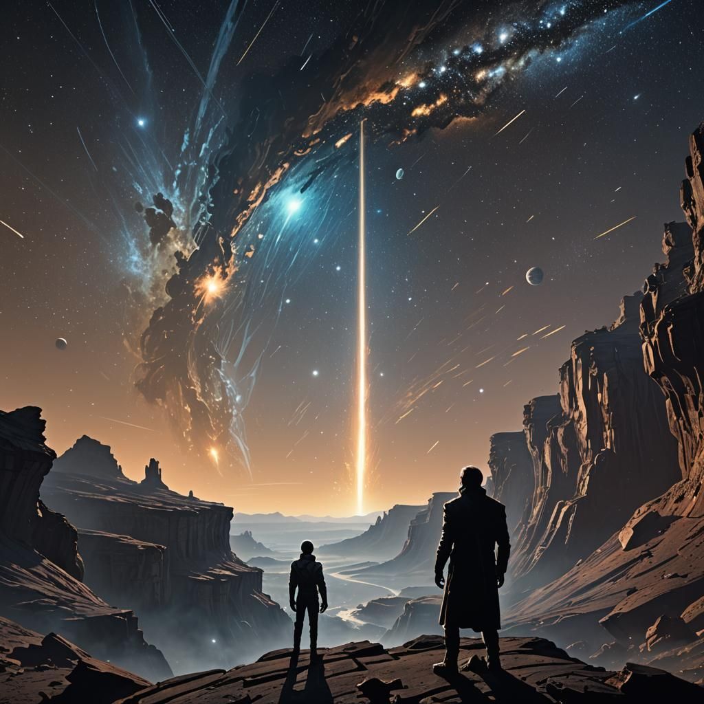 Epic Cliffside Galaxy with Comet Streaks