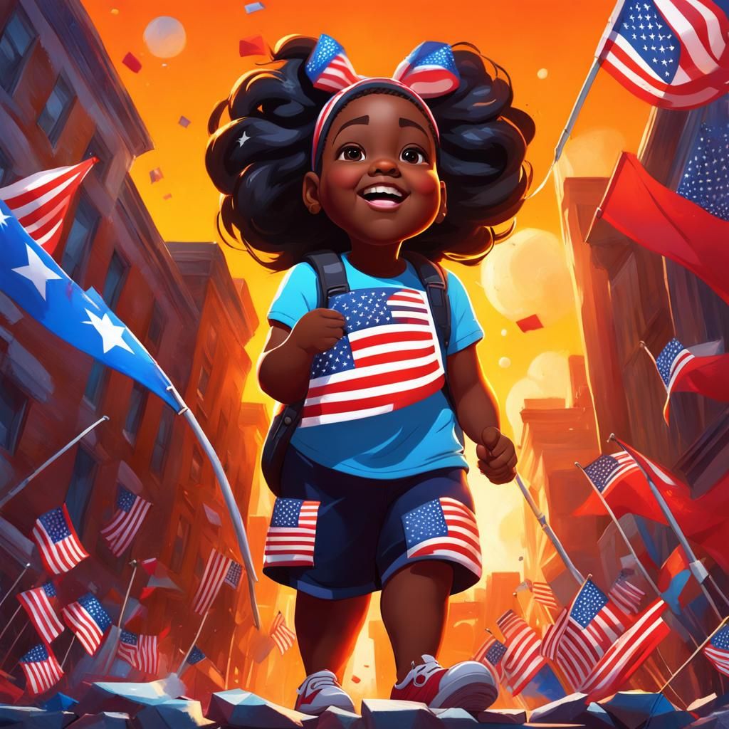 Flag Day Celebration: Graffiti Art of Young Girl