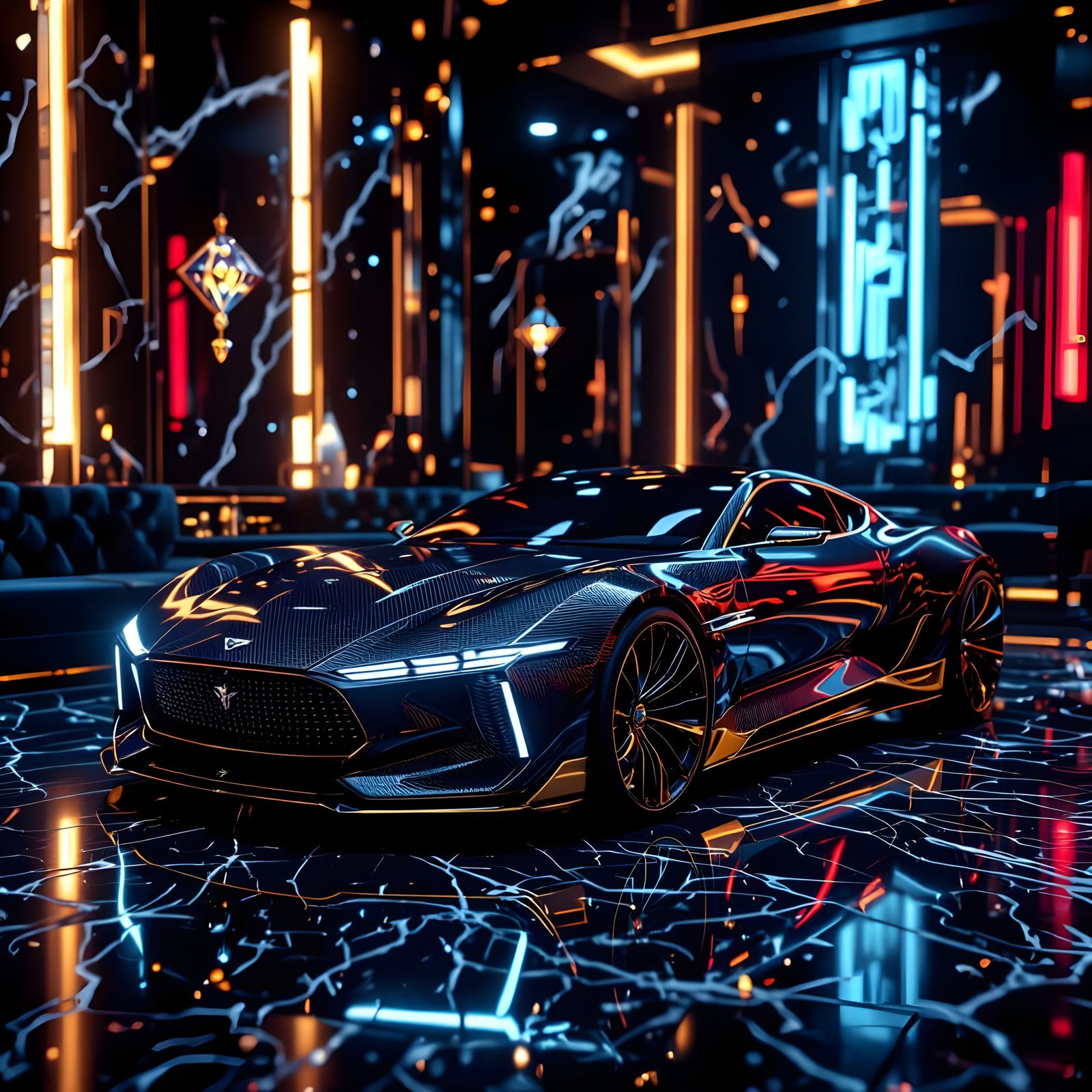 Opulent Noir: Marble, Gold, and Diamonds in Ultra HD