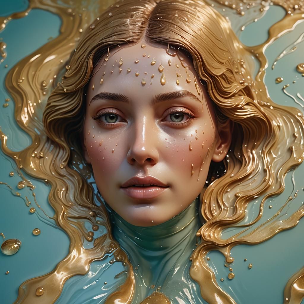 Wax Face Sculpture Floating on Rippling Water