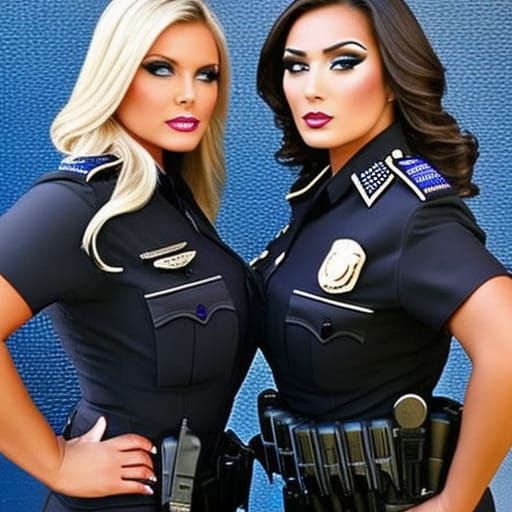 Ethereal Glamour: Two Portly Police Women in Exquisite Makeu...