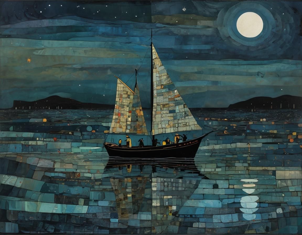 Lonely Sailor in Abstract Expressionist Style