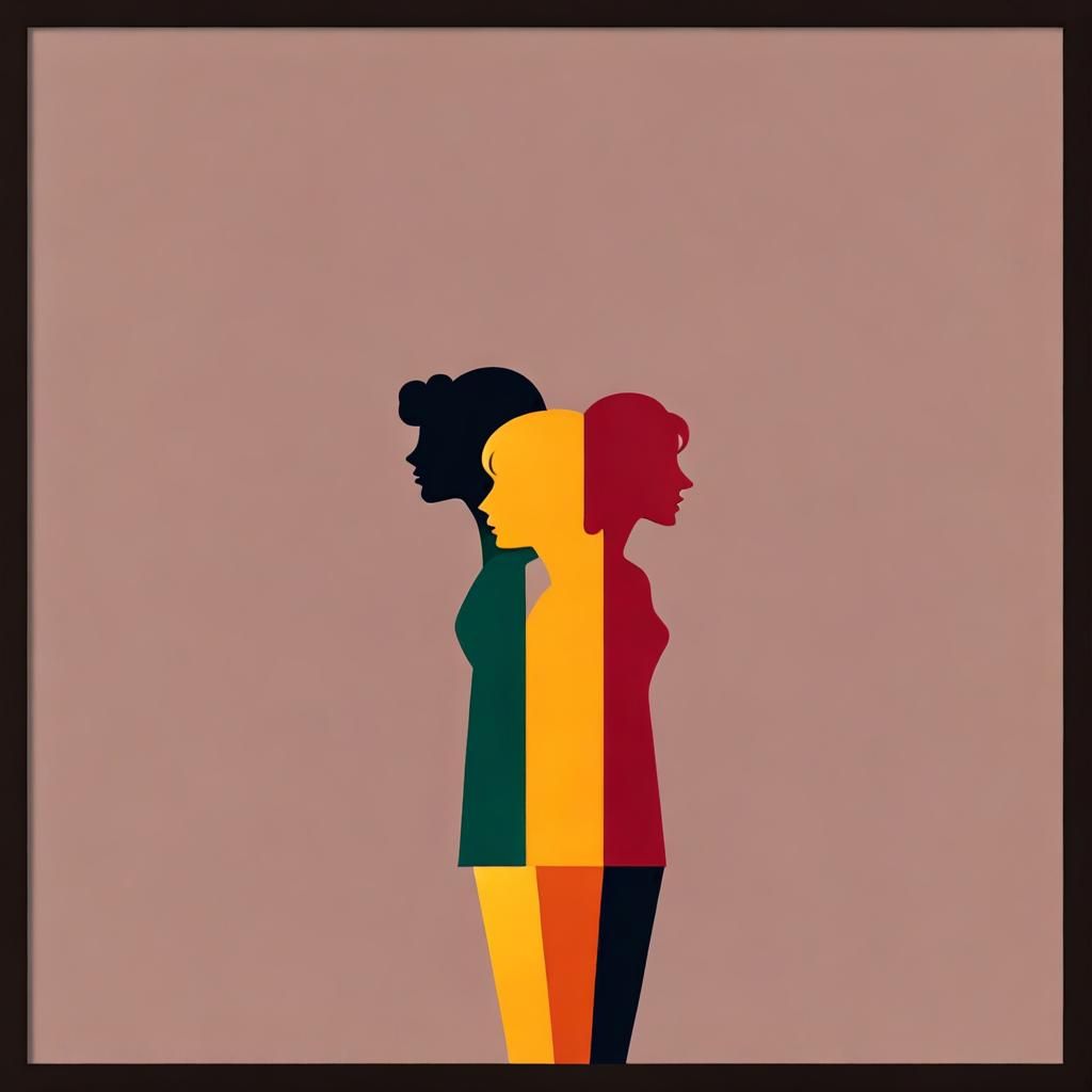 Minimalist Lesbian Couple in Block Colors
