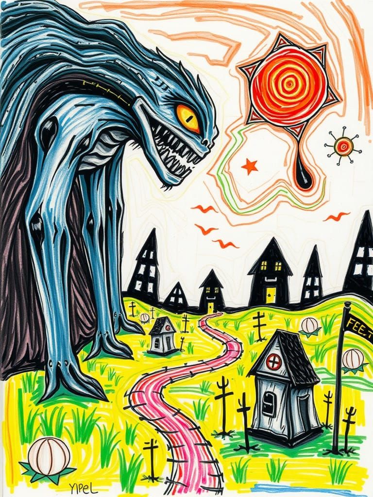 Ethereal Surrealism in Crude Crayon Strokes