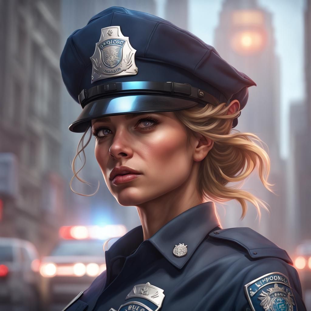 Hyperdetailed Portrait of a 911 Police Girl