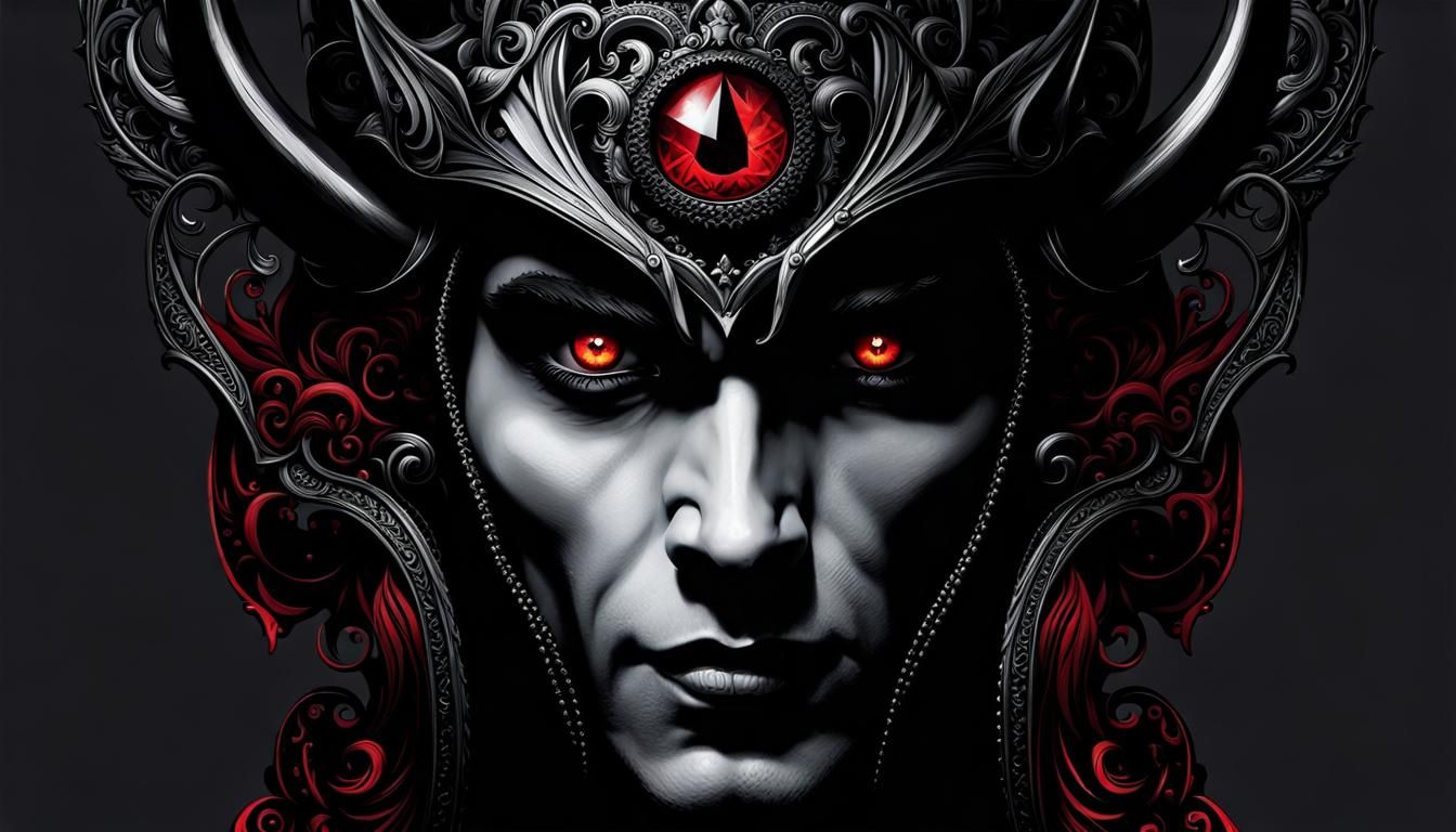 Arcane Horror: Lucifer's Gaze in Gothic Style