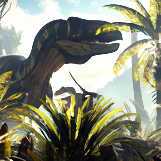 Jurassic Park T-Rex in Dark Fantasy Style