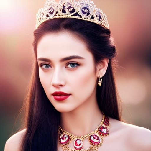 Hyperrealistic Portrait of a Young Woman Princess