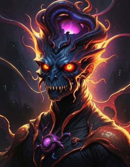 Cosmic Entity Ruling Universe in Oil Painting Style