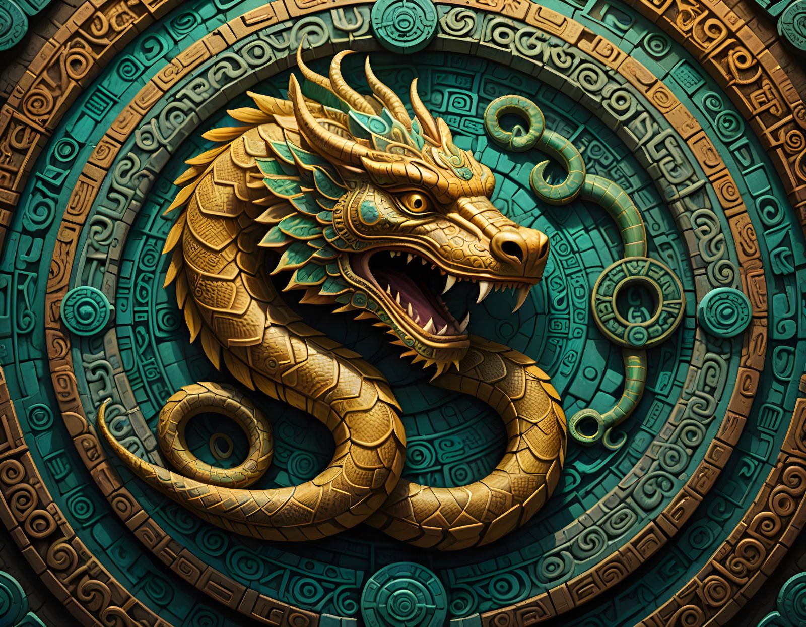 Feathered Serpent as Ouroboros Calendar Emblem