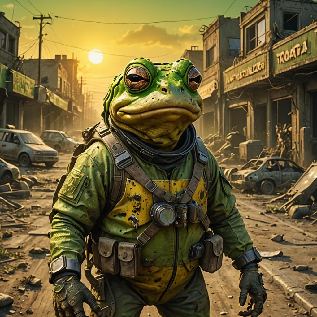 Humanoid Toad Hunts Mutated Rats in Wasteland
