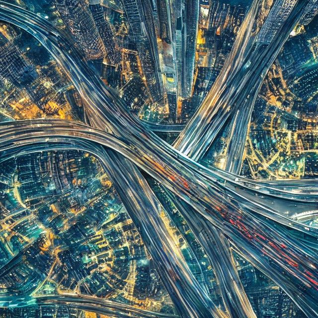 Futuristic Megaplex Cityscape with Complex Highways