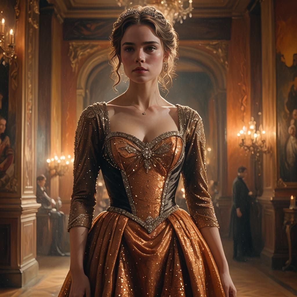 Ballroom Portrait in Moody Oil Painting Style