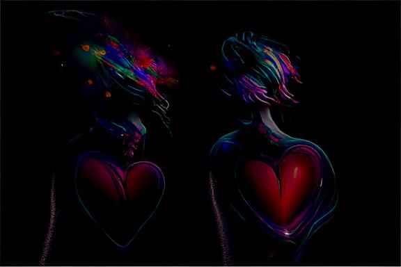 Cosmic Stereo Hearts Digital Illustration