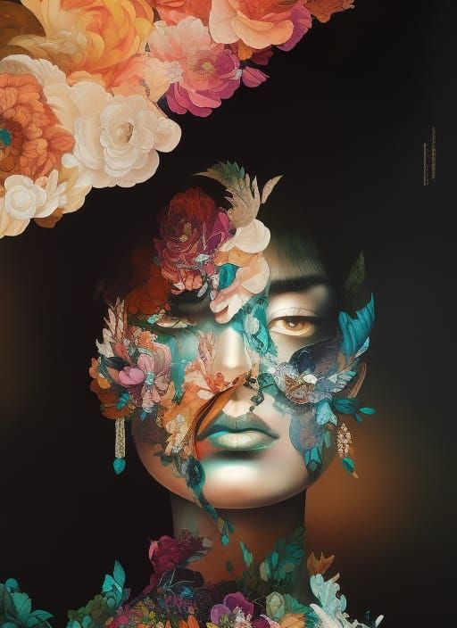 Nature Woman: Hyperdetailed Gouache Illustration