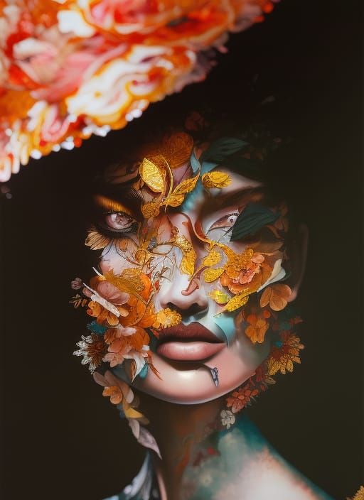 Exotic Nature Woman: Hyperdetailed Gouache Illustration