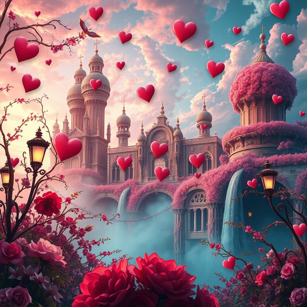 Whimsical Fantasy Valentine's Day Castle