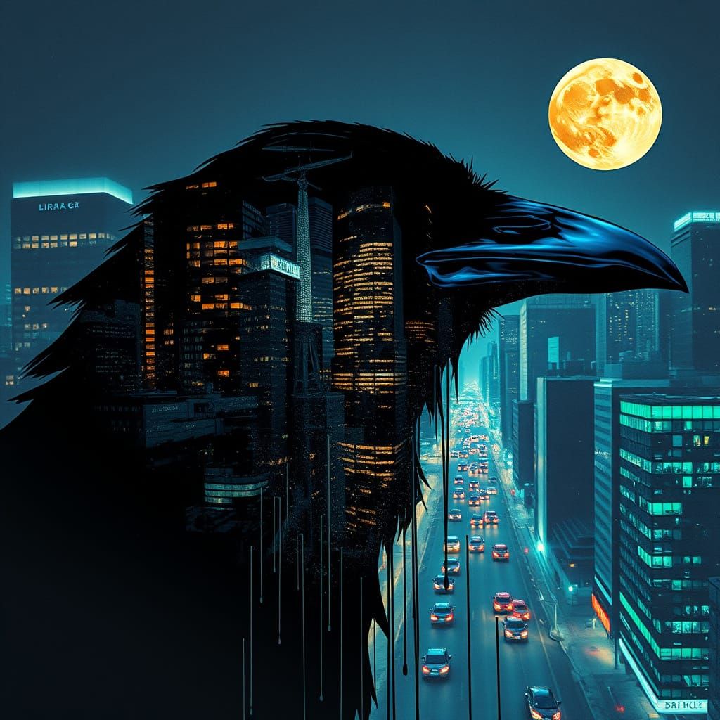 The crow on the city
