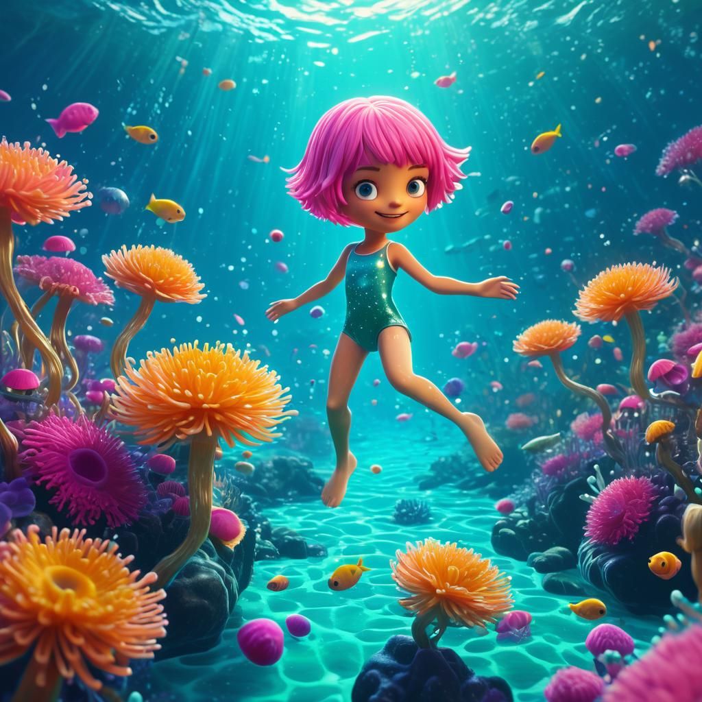 Ocean of Pink Hair in a Fantasy Landscape