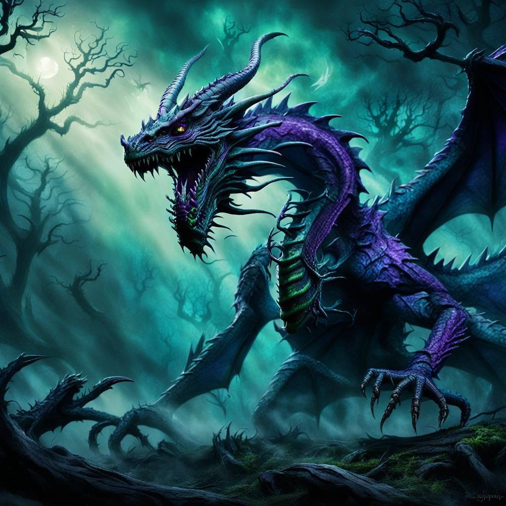 Ancient Shadow Dragon Unleashes Necrotic Energy