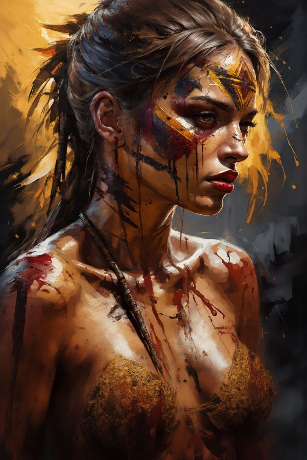 Amazon Warrior Woman Portrait with Battle Scars