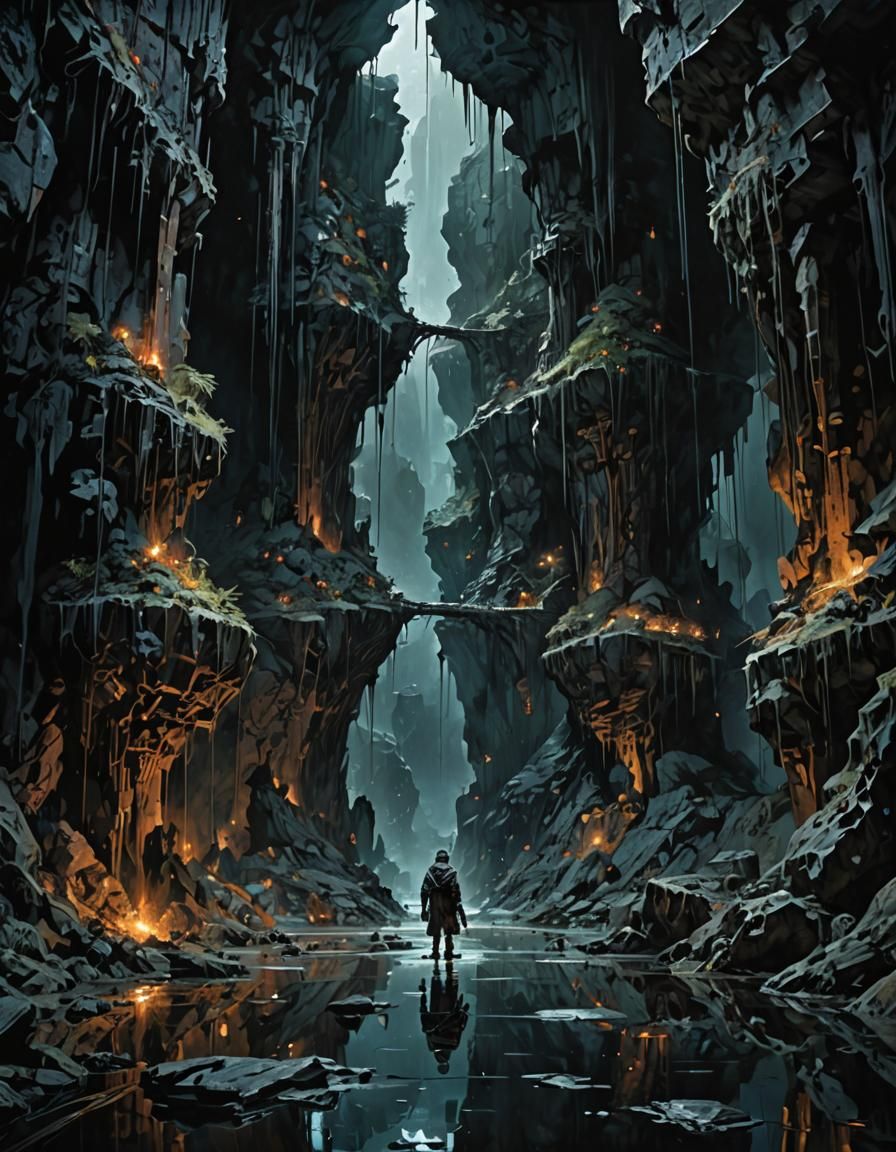 Dark Fantasy Movie Poster with Underground River