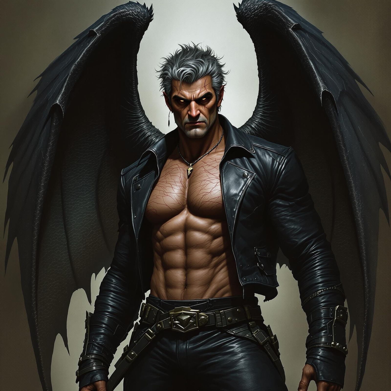 Winged Man in Dark Moody Style