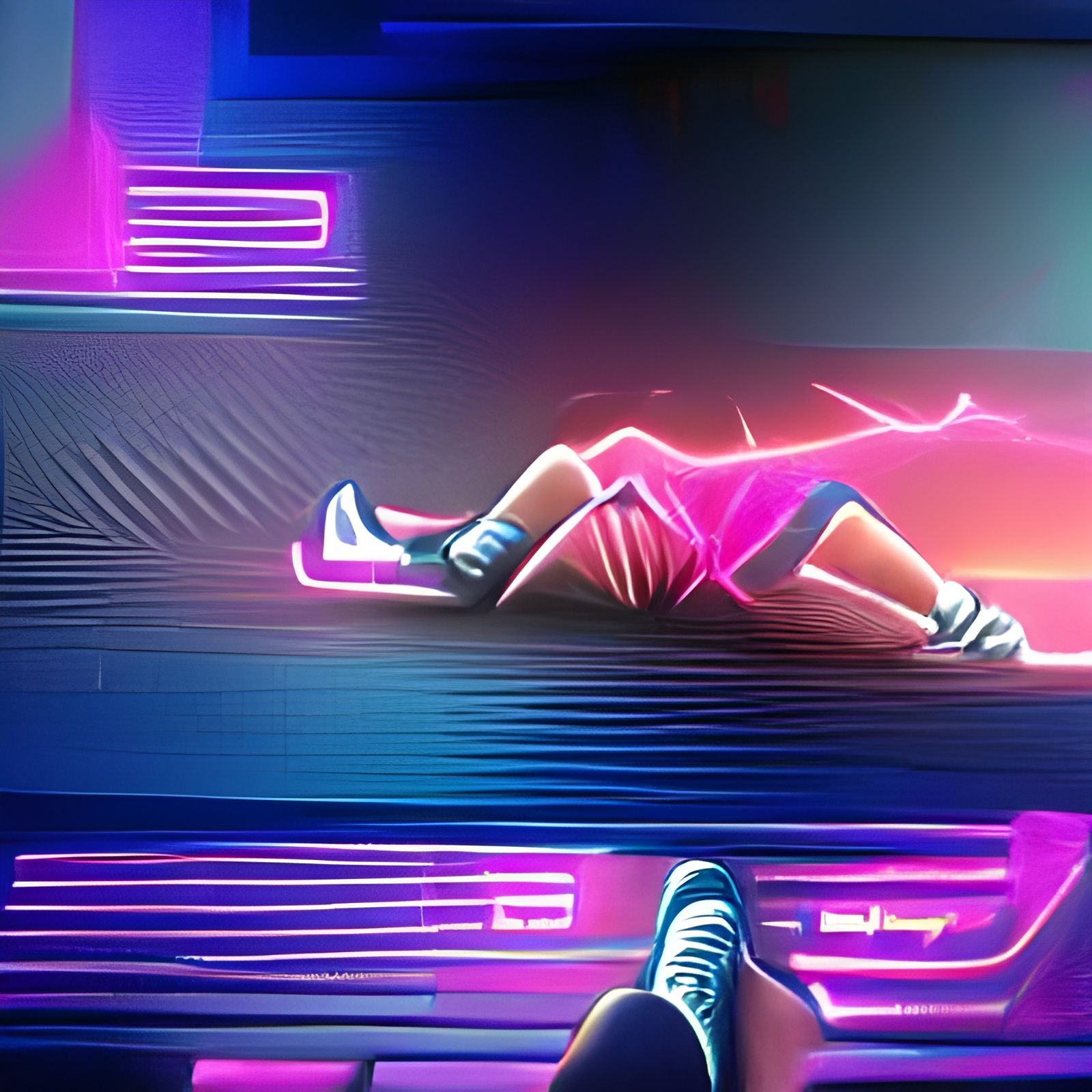 Synthwave Neon Retro Leg Cramp Illustration