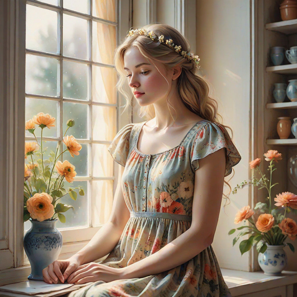 A Whimsical Watercolour Girl in a Cozy Home