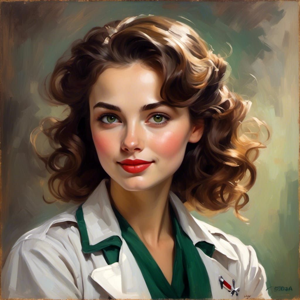 WWII Nurse with Mischievous Expression