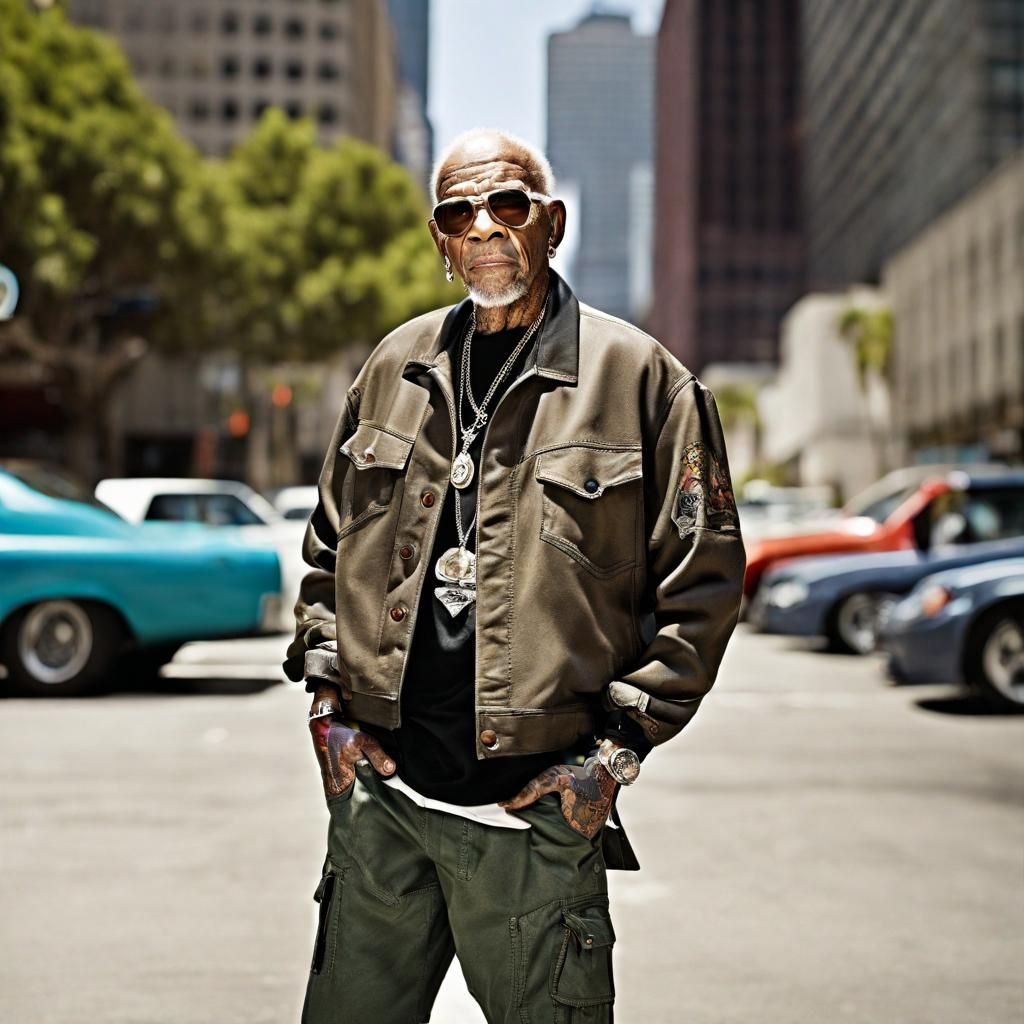 Hip-Hop Grandpa Fashion Portrait in LA