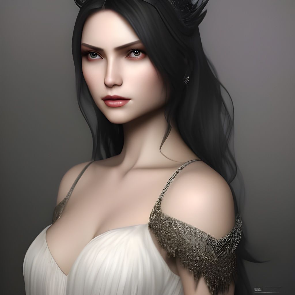 Dark Fantasy Woman Portrait in Hyperrealism Style