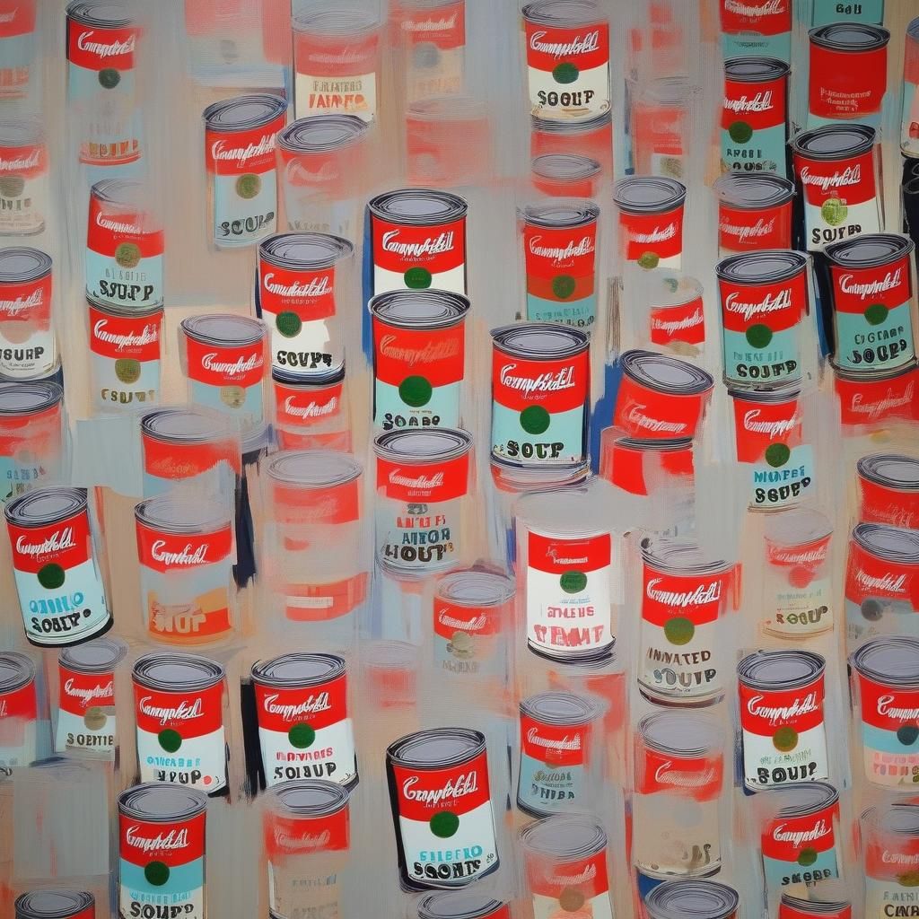 Pixelated Pop Art Soup Cans in Warhol Style