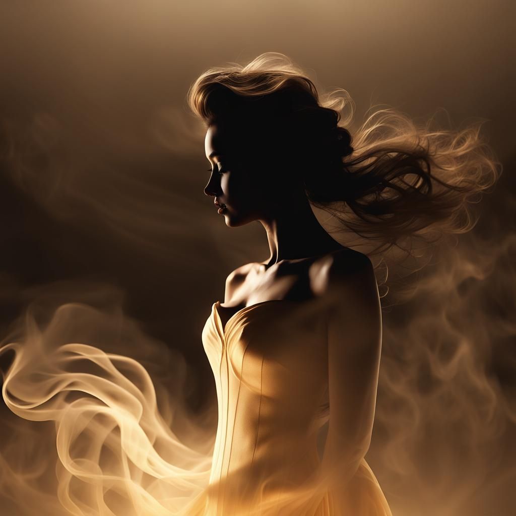 Candle Smoke Woman Silhouette: Elegant 3D Render