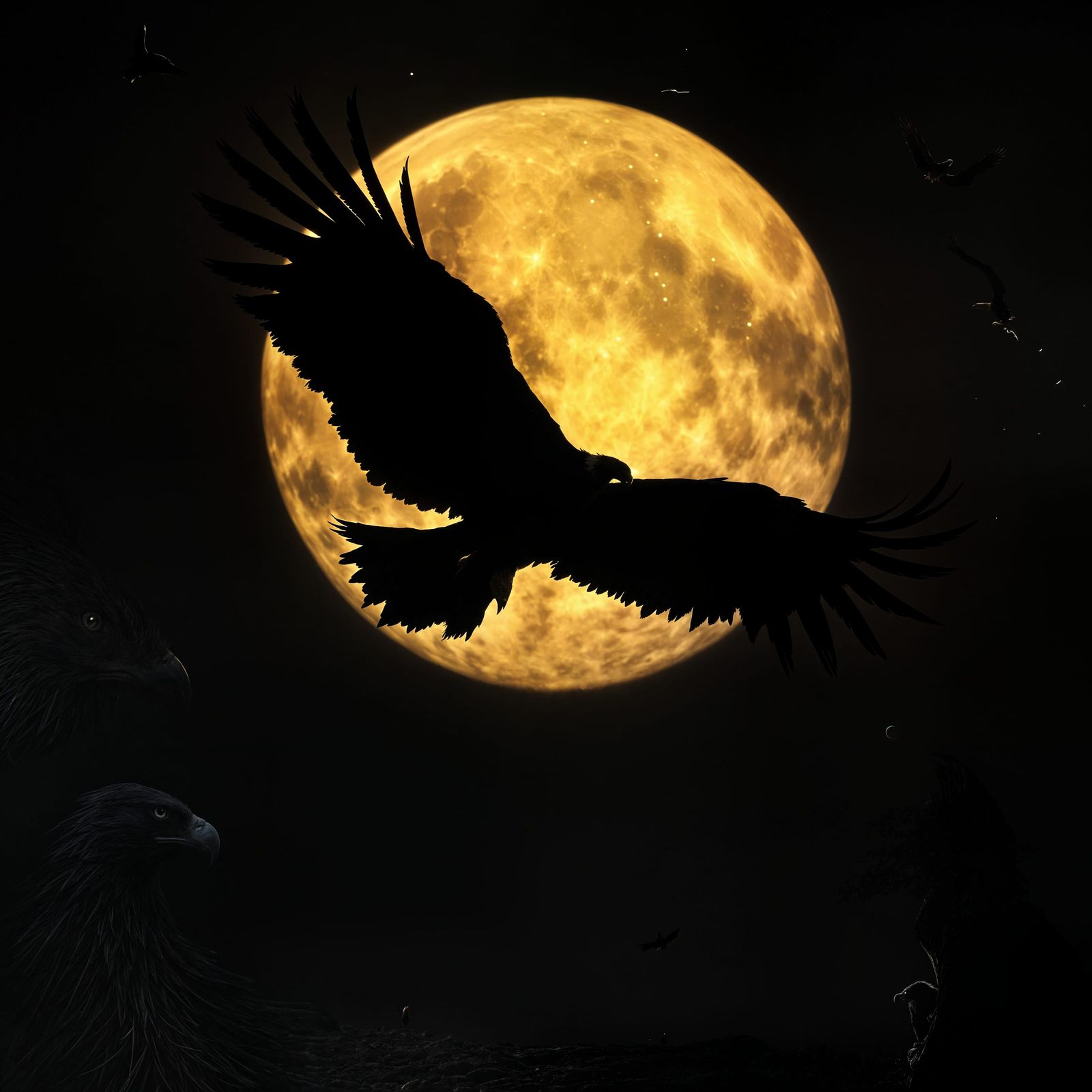 Eagle Under Full Moon
