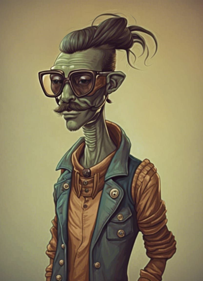 Hipster Alien Portrait with Retro Style