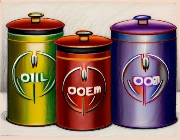Art Deco Kitchen Canisters in Oil Pastel