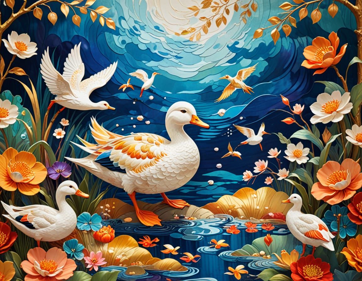 Fantasy Farmstand with Duck in Tapestry Style