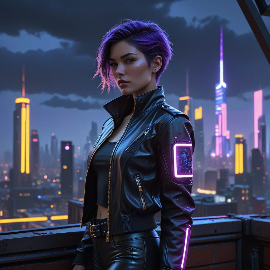 Cyberpunk Latina Princess in Lunar Cityscape