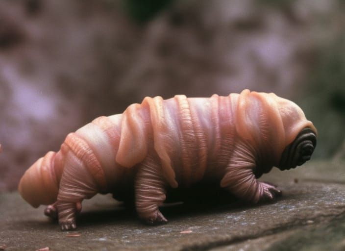 Dog-Sized Tardigrade with Translucent Skin in Park
