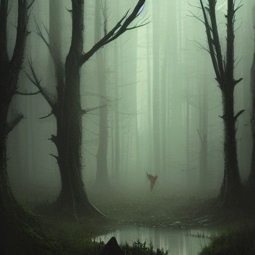 Sinister Woodland Mist in the Style of Fantasy Art