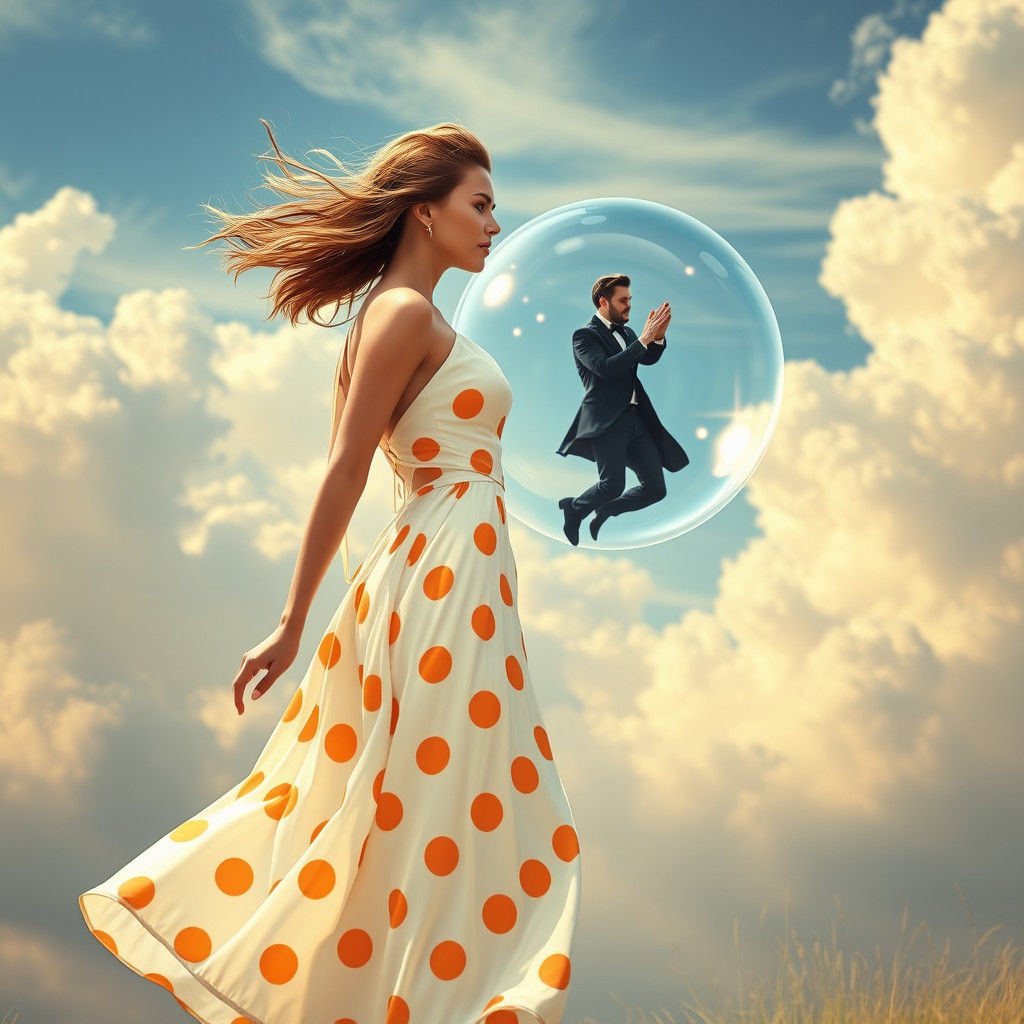 Woman Blows Away Date in Translucent Bubble