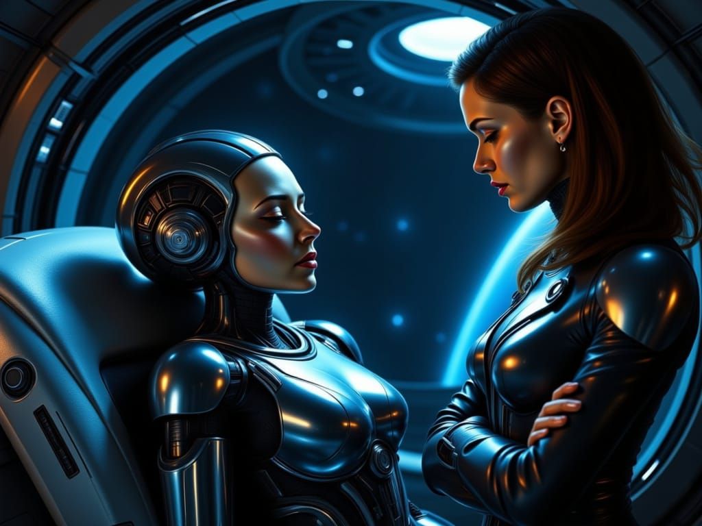 Janeway Watches Over Seven of Nine on Voyager