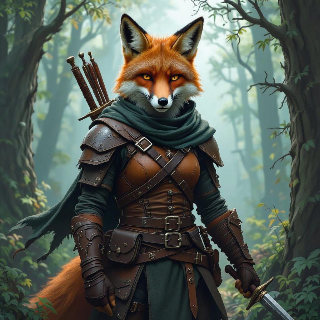Fox Rogue in Mystical Forest, Matte Painting