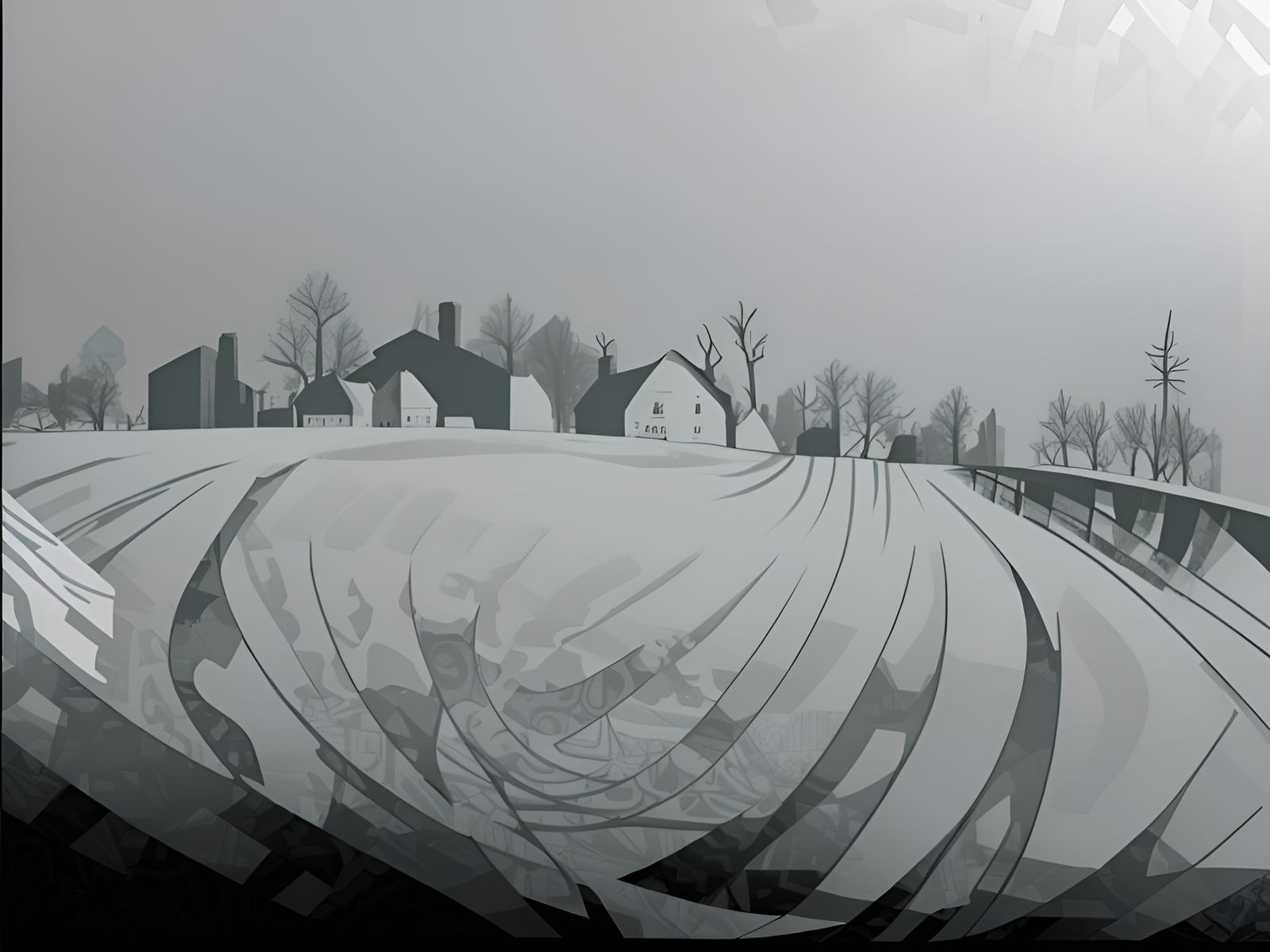 Abstract Winter in Rural Chicago with Zentangle