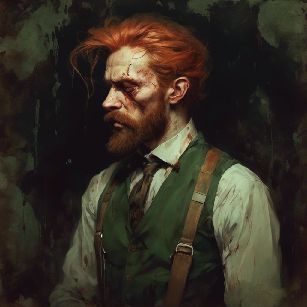 Tormented Reverend Portrait in Macabre Style